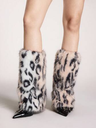 Grunge Punk 1 Paar Leoparden-Muster stilvolle und warme Beinwärmer für Frauen