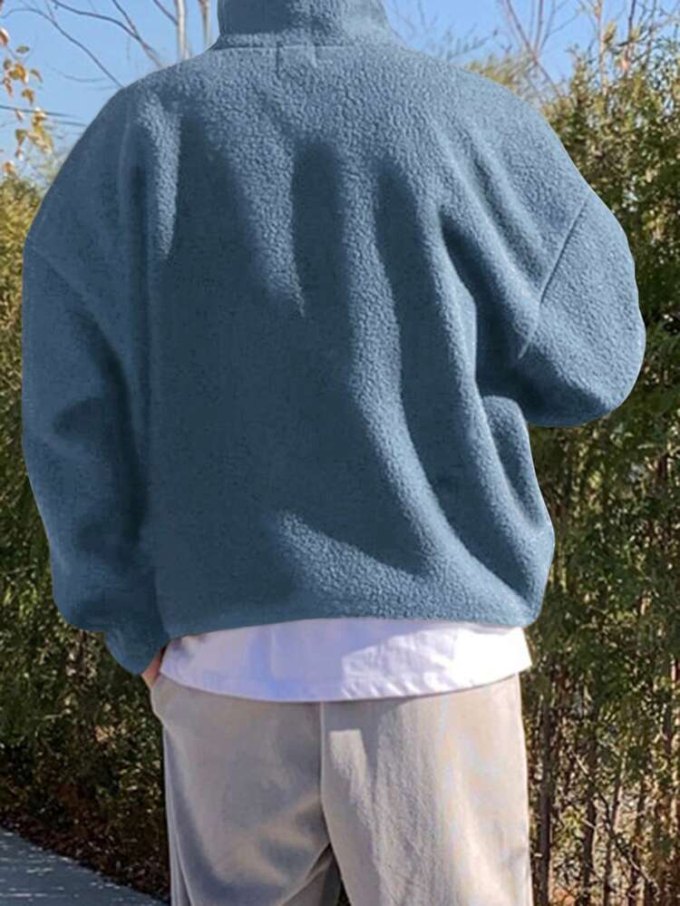 Men's Letter Embroidered Half-Zip Pullover Sweatshirt, Autumn/Winter