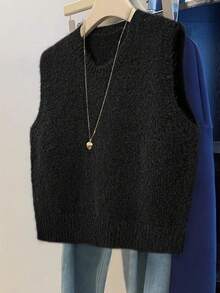 GlowEve 女式纯色V领休闲百搭针织背心，秋冬