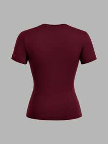 SHEIN EZwear Bộ 2 áo thun tay ngắn cổ tròn đơn giản, tối giản, thích hợp cho mùa xuân/hè - Nhiều màu - Xem 6