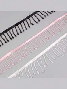 1 Yard Crystal Bead Fringe Trim - Pearl Tassel Edging For Costume Curtain Veil Decor, DIY Glamorous Stage Wear & Home Embellishment