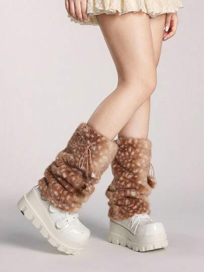 Grunge Punk 1 Paar Leoparden-Muster stilvolle und warme Beinwärmer für Frauen