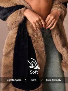 Lumalex 秋冬户外仿兔毛撞色披肩女式仿皮草外套女式仿皮草大衣女式冬季叠穿单品仿皮草披肩黑棕色仿皮草女式轻松舒适奢华舞会聚会派对宴会低调复古闪亮假日派对锐舞节郊游度假热门户外丰富层次婚礼季宴会身份证古尔邦节古尔邦节派对新年寒冷天气秋季新款女装 - 黑色 - 查看 5