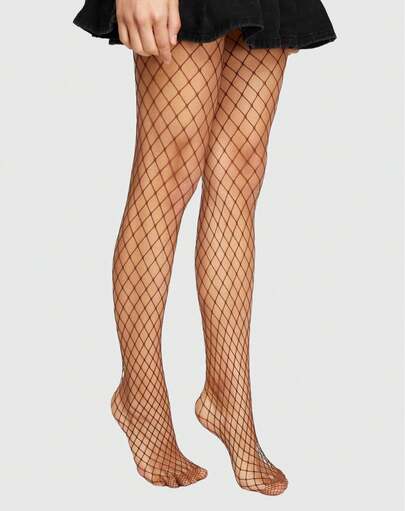 ROMWE 1 Pair Gothic Style Multicolor Fishnet Socks For Women, All Season