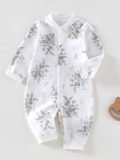 SHEIN Vintaside Kids Mori Girl Style Newborn Baby Jumpsuit, All Season, Comfortable And Soft