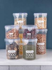 Airtight Grain Storage Container Plastic Food Canister With Locking Lid, Clear Dry Goods Organizer For Flour, Rice & Cereal | Kitchen Pantry Essentials - Clear - View 11
