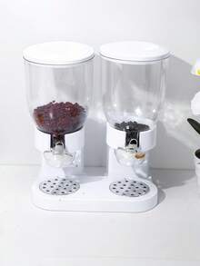 [Solución de almacenamiento de cocina] Dispensador de cereals para el desayuno de doble cubo creativo, recipiente de almacenamiento de avena, caja de conservación a prueba de humedad Blanco - Blanco - Ver 2