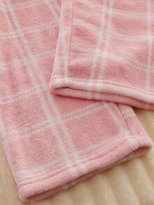 2pcs Merry Christmas Teen GirlPajama Set, Featuring Plush Powder Pink Long Sleeve Top And Pink Plaid Pants, Vibrant Print Stretchy Soft Fabric, Machine Washable Comfortable Matching Outfits (Sold Separately) Pajama Set Teen - Multicolor - View 6