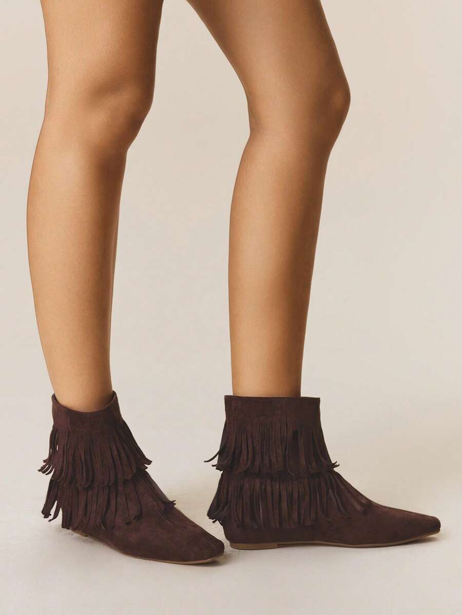 Styleloop Women's Y2K Punk Rock Biker Chic Boots, Suitable For Halloween, Christmas, Party Outfits - Coffee Brown - View 1