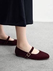 CUCCOO BIZCHIC 女士时尚通勤百搭休闲玛丽珍平底鞋 - 咖啡棕 - 查看 4