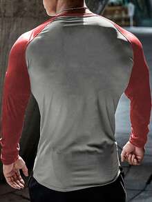 GymBeat Áo thun thể thao dài tay tay raglan phối màu tương phản dành cho nam, kiểu dáng ôm sát, đa năng - Áo ba lỗ dài tay tập luyện, áo tập gym, áo thể thao dài tay, áo nén ngực cho nam. - Nhiều màu - Xem 2