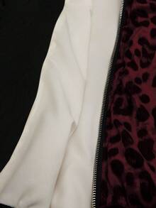 Sunspun Fashionable Leopard Print Velvet Hooded Faux Fur Lined Zip-Up Jacket - Multicolor - View 8
