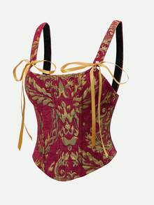 Almamuse Women's Burgundy Sleeveless Top With Bow Back, Elegant & Fitted - Burgundy - View 9