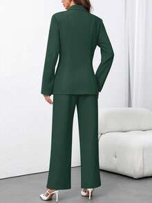 EMERY ROSE 女士简约缺口领西装外套和裤子套装，适合秋季通勤