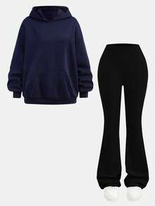 Girlism 2pcs/Set Teen Girls Ditsy Floral Casual Loose Fit Long Sleeve Sweatshirt And Flare Pants, Back To School, Clean Girl Athleisure - Multicolor - View 13