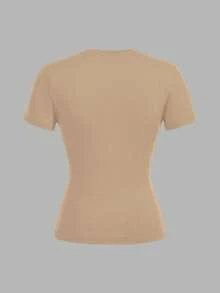 SHEIN EZwear Bộ 2 áo thun tay ngắn cổ tròn đơn giản, tối giản, thích hợp cho mùa xuân/hè - Nhiều màu - Xem 4