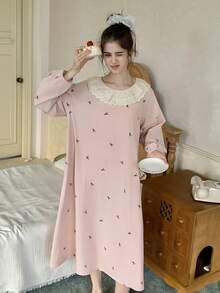 DAZY Teen Girl Floral Embroidery Ruffle Hem Loose Fit Casual Dress - Pink - View 6