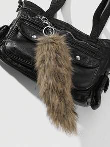 ROMWE 1pc Random Color Y2K Soft Fluffy Ombre Faux Fox/Wolf Tail Keychain, Vintage Grunge Goth Aesthetic, Suitable For Women, Girls, Girlfriends, Daily Wear, Holiday Gift - Multicolor - View 5