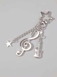 ROMWE Anime 朋克风星星、鱼骨、黑猫黑珠吊坠钥匙扣、手机壳挂饰、包包挂饰，男女通用，节日礼物，情人节礼物 - 銀色 - 查看 2