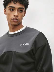 TOKVUE Sweatshirt Pullover Oversized Bergaya Retro Sporty, Desain Dua Warna, Pakaian Olahraga Lengan Panjang, Grafis Bordir, Gaya Jalanan, Fesyen Urban untuk Musim Dingin - MultiWarna - View 5