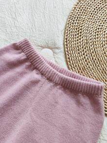 Vintaside Kids 2件套女童可爱花卉针织套装、上衣和裤子 - 粉色 - 查看 5