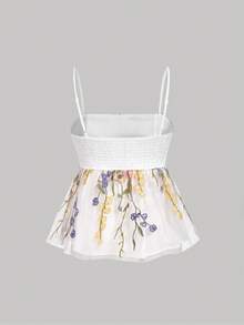 SHEIN MOD 女士优雅多色花卉刺绣吊带背心，适合夏季、秋季穿着，法式风情，休闲露台，尽显魅力，时尚秋装，秋季新款女装，花卉上衣，花朵上衣，夏季女士上衣 - 彩色 - 查看 4