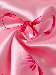 Genkimix Kids Set de 2 piezas de ropa de casa para niñas jóvenes con estampado de moño, chaqueta de manga larga y pantalones, para primavera/otoño - Rosa - Ver 5