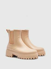 CUCCOO BIZCHIC 女士舒适百搭时尚厚底雨靴 - 卡其色 - 查看 7