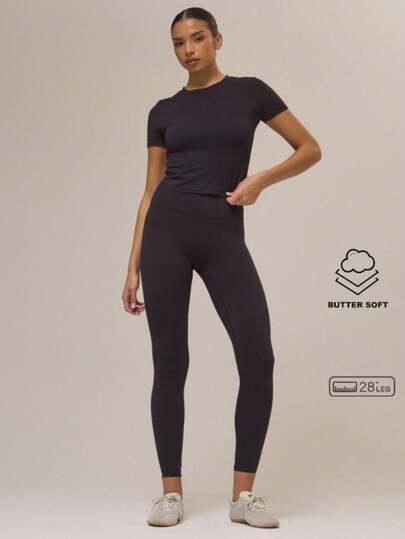 Musera Sport Sport High Waisted Fitted Activewear Leggings 28 Inch Leg Length Winter Active Sport Gym Workout Running Lounge Padel Fitness Winter