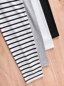 Vacaura 4 件套青少年男童休闲基本款条纹圆领长袖 T 恤，适合秋季穿着，冬季可作为夹克内搭