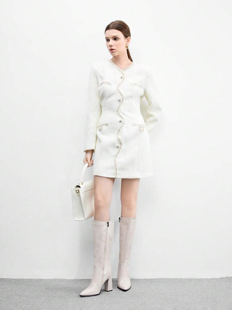 CUCCOO BIZCHIC High-Quality Snake Skin Pattern Tall Boots, Pointed Toe Chunky Heel Elegant Women's Boots, Fashion Versatile New Design Long Boots, Showcasing Feminine Charm And Elegant