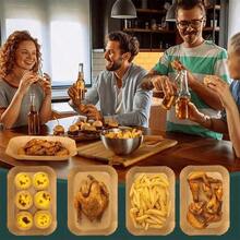 50/100 件，一次性空气炸锅内胆，适用于双空气炸锅，空气炸锅配件，防油，防水，烘焙用羊皮纸 | 矩形 | （8.6 英寸 - 棕色）