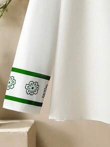 Lacomfia Áo sơ mi nữ tay dài cổ buộc họa tiết hoa thời trang và kín đáo, thích hợp cho kỳ nghỉ - màu xanh lá - Xem 4