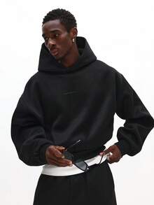 SUMWON Graffiti Pullover Hoodie With Drawstring And Centre Pocket For Casual Streetwear Style - Black - View 4