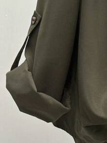 INAWLY 女士休闲叠层设计翻边袖衬衫