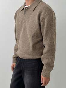 DAZY Men's Casual Solid Color Knit Sweater, Versatile For Autumn