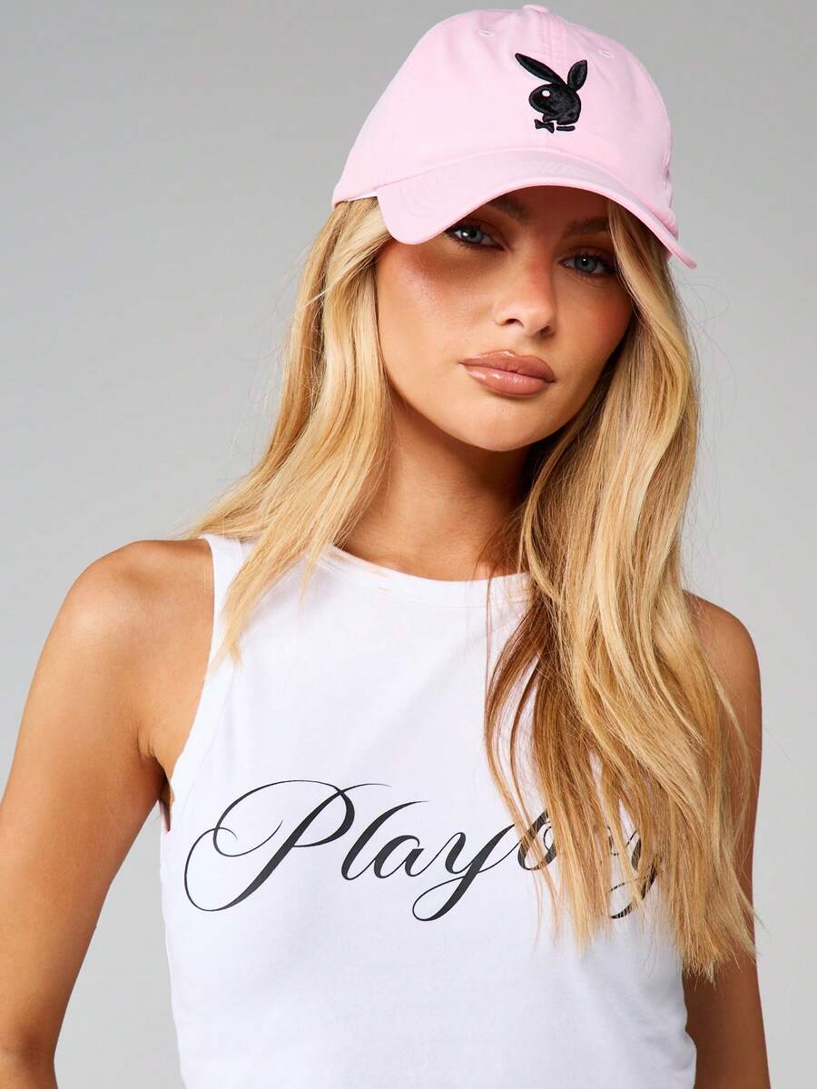 Missguided x Playboy Bunny Embroidered Baseball Cap Curved Brim Dad Hat Casual Streetwear Adjustable