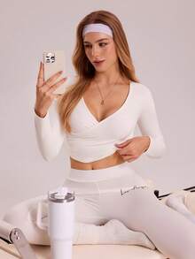 Sovereign Charm Áo thun thể thao tập yoga ngoài trời phong cách tennis thông thường - trắng - Xem 3