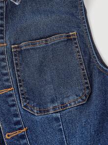 Sweetra Elegant & Fashionable Women Casual Denim Bib Pants And Jumpsuit - Blue - View 3