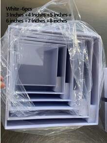 白色亚克力自助食品展示架，镂空底部亚克力多功能支架，适用于早午餐、自助餐、婚礼、派对、生日派对、浪漫婚礼、迎婴派对、新娘送礼会、甜品台、艺术展（请慎重选择合适的套装，产品有详细尺寸标注，套装尺寸有大号和小号可选） - 白色 - 查看 14