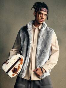 AXEPEAK Black & Gold Vest, Couple Matching Winter Jacket, New Thickened Sleeveless Casual Outerwear For Autumn/Winter - Grey - View 4