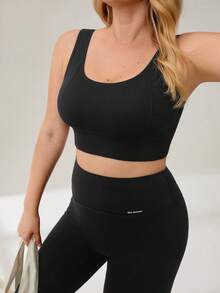 Auralis Athleisure Damen Große Größen einfarbiger High Support Schwarz Sport-BH, Schwarzer BH, Damen Sportbekleidung für alle Jahreszeiten - Schwarz - Übersicht 8