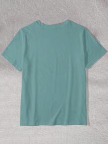 INAWLY 女士 T 恤/字母印花/圣诞节/刺绣/时尚 T 恤/圣诞上衣/圣诞派对 T 恤，可爱的圣诞节礼物/休闲简约时尚上衣/有趣的运动衫/女士休闲宽松圆领上衣/春夏 - 藍色 - 查看 2