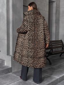 Aveloria Affinna Long & Lightweight Women's Stylish Fashionable Casual Random Leopard Pattern PrintPadded Insulated Polyfill Synthetic Insulation Winter Coat Winter Jacket Jacket, Winter Clothes Cheetah Print - Multicolor - View 4