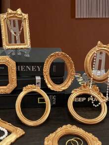 1 khung ảnh mini kiểu Châu Âu cổ điển màu vàng INS, phụ kiện trang trí móng tay, vòng cổ, trang sức, phông nền chụp ảnh, không có keo dán mặt sau. - Nhiều màu - Xem 2