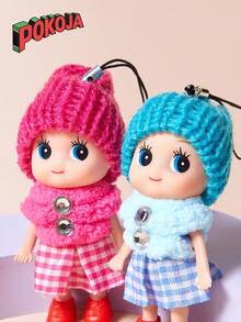 2pcs/4pcs/6pcs Random Cute Plush Doll Keychains - Confused Doll, Clown Doll Ornaments For Phone/Bag