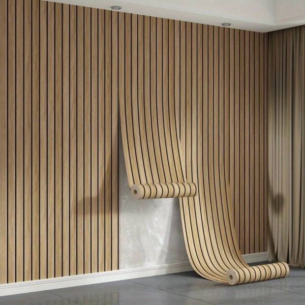 1 rolo de papel de parede autoadesivo com listras retrô de madeira, resistente à umidade, à prova d'água e fácil de limpar. Papel de parede de PVC, fácil de remover e autoadesivo, sem resíduos. Ideal para decoração de cozinha, quarto, sala de estar e banheiro. Adesivo de parede para banheiro.