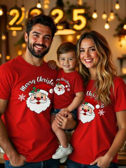 Manfinity RelaxMax Camiseta gráfica de Papá Noel para hombres, adecuada para reuniones familiares, regalo de Navidad