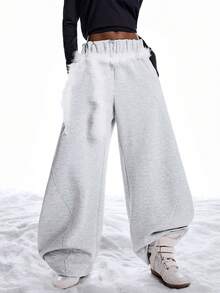LYSMO Pantalones de chándal con cintura curva para mujer, para otoño/invierno - Gris Claro - Ver 5