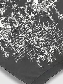 ROMWE MEN Goth 男士骷髅印花长袖保暖内衬休闲抽绳连帽运动衫，秋冬 - 灰色 - 查看 4